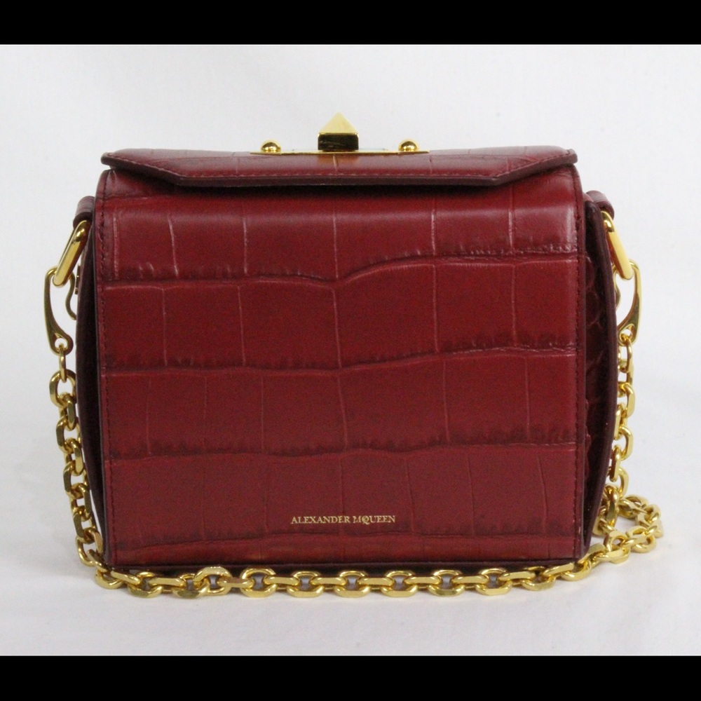 NEW ALEXANDER MCQUEEN Box 16 Silky Croc Crossbody
